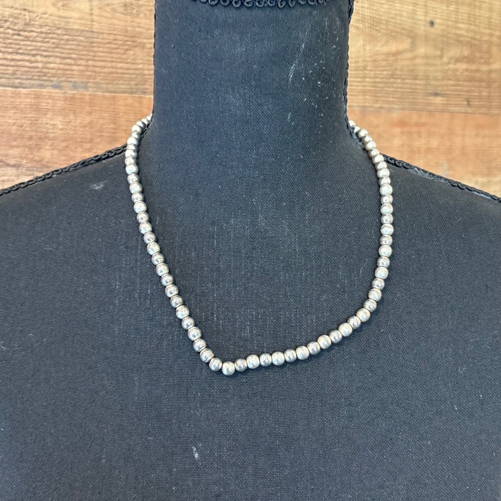 Vintage Napier Silver Tone Ball Beaded Necklace Signed 20 Inch Classic Strand